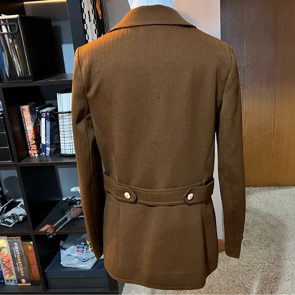 Vintage 1960s Butte Knit Brown Polyester Blazer with Nautical Buttons - Picture 5 of 10
